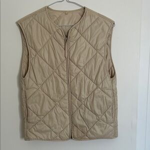 MANGO Tan Quilted Vest